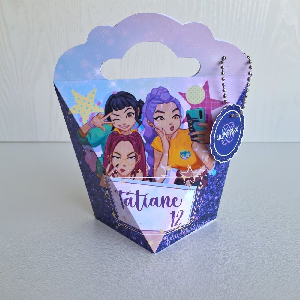 Caixa Coração Personalizada Guerreira K Pop Huntrix | Lembrancinha de Festa | Aniversário