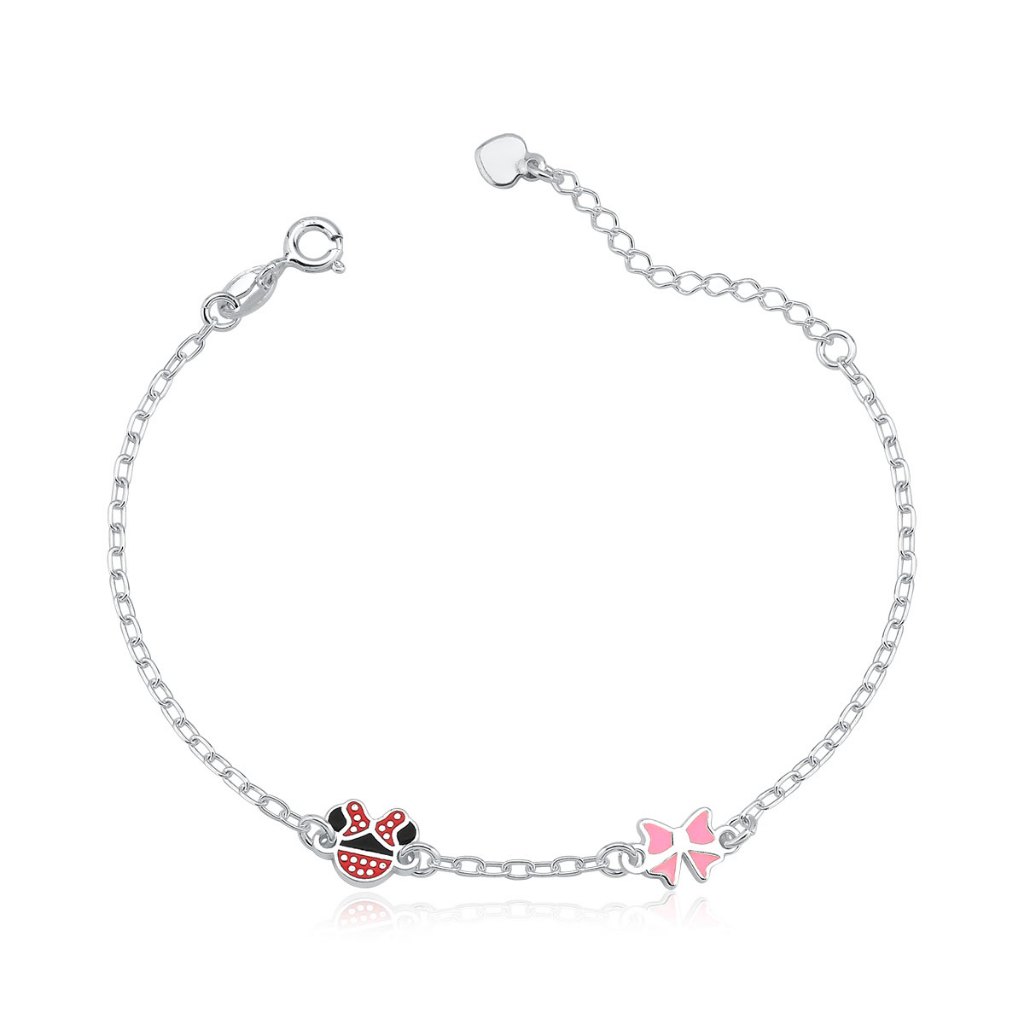 Pulseira Feminina de Prata 925 Minnie e Lacinho Resinado em Oferta na Shopee