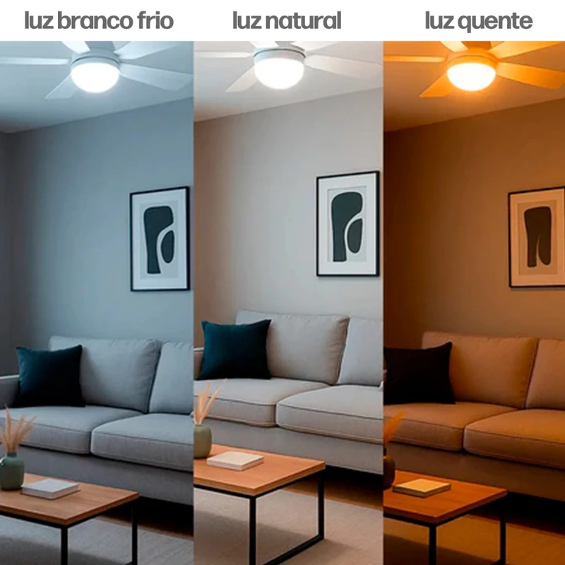 Ventilador de Teto com Luminária Led 6 Pás e Abajur E27 Bivolt — foto 3