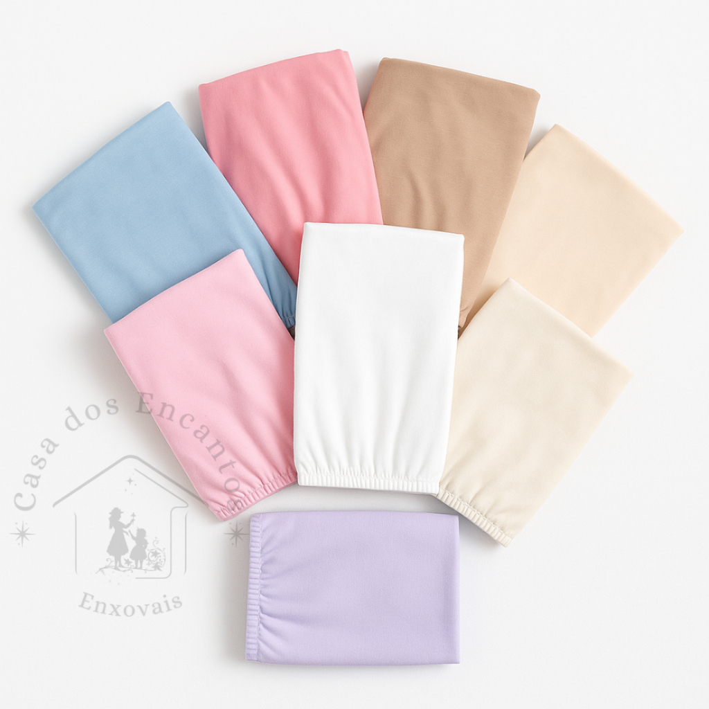 Kit 3 Lençóis para Berço Padrão ou Americano – Microfibra Macia Liso ou Cores Combinadas Sortidas