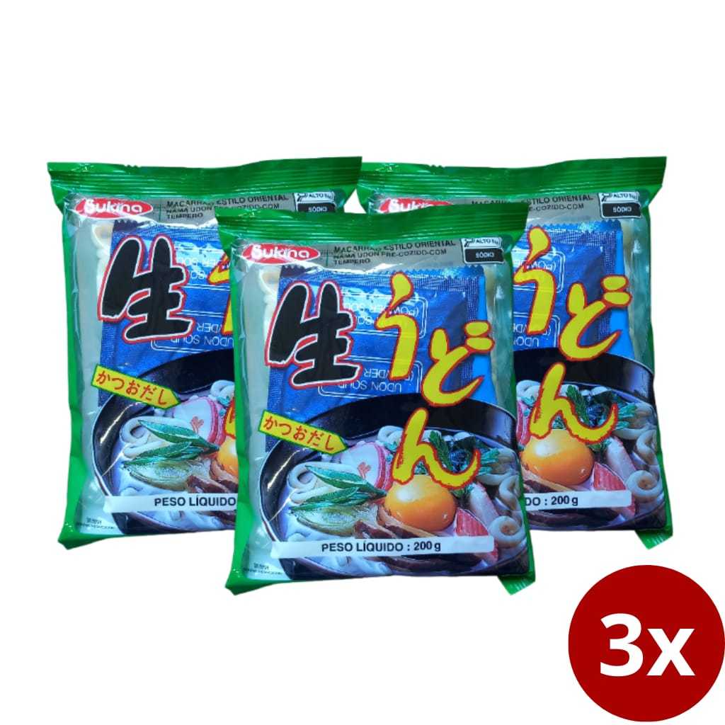 Kit 3x Macarrão Udon Coreano Sukina Sabor Tradicional com Camarão+Tempero Importado da Coreia