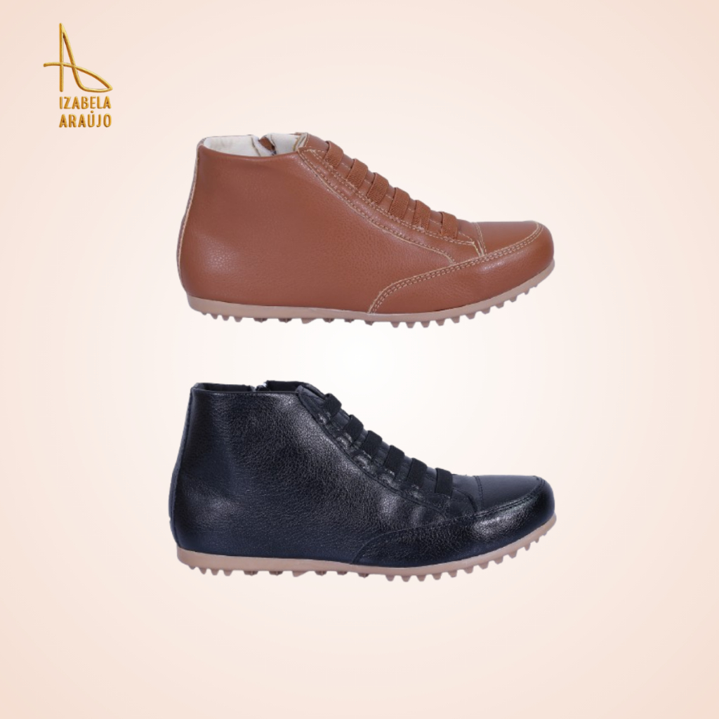 Bota Botinha Feminina Casual Rasteira Cano Curto de Ajuste Elástico e Zíper Lateral Confortável e Leve em Oferta na Shopee