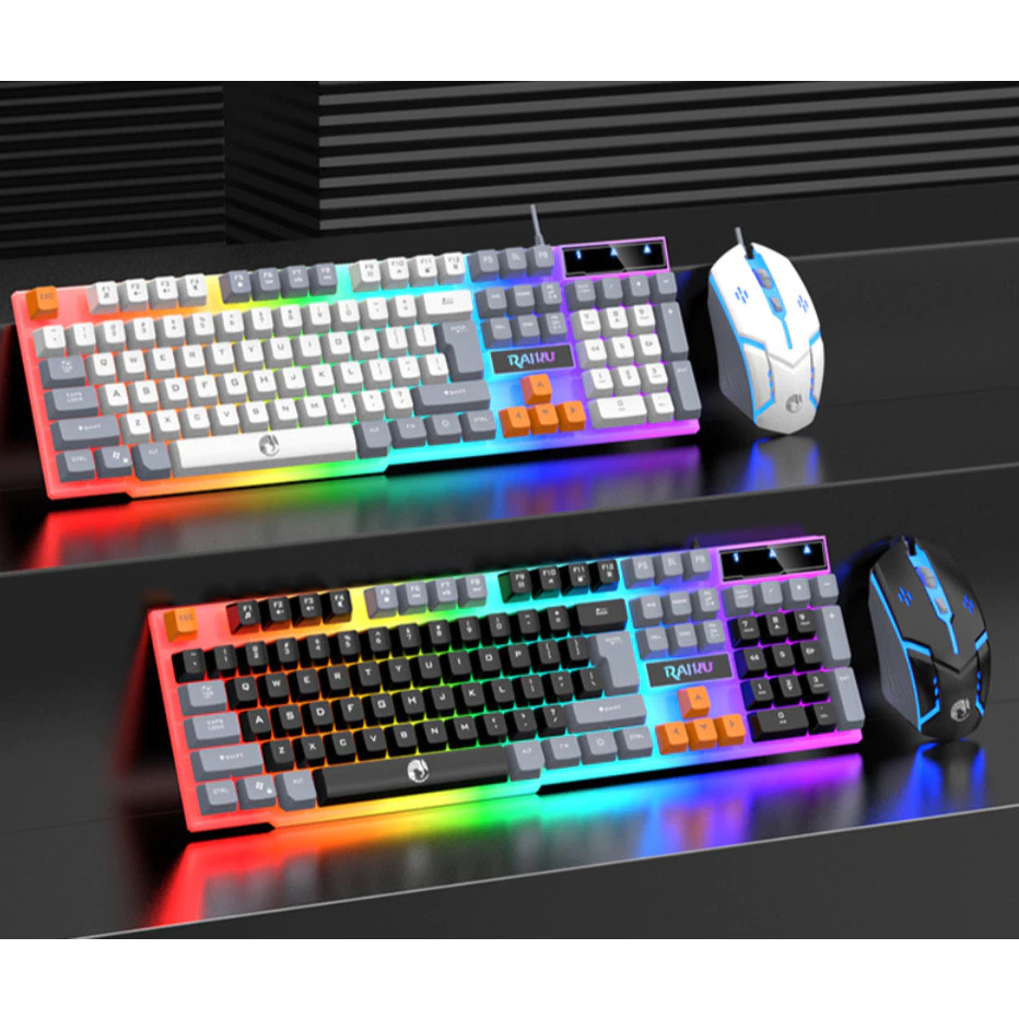Kit Teclado E Mouse De Gamer Com Fio Para Três combinações de cores Iluminado Semimecânico