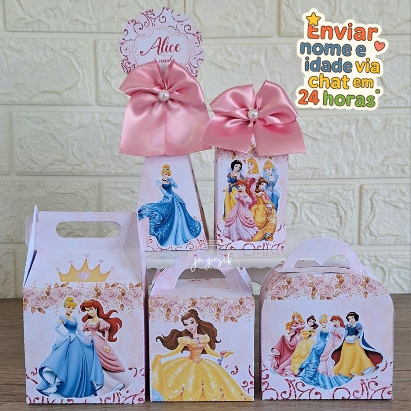 Kit Festa Personalizado Princesas Lembrancinha personalizada Princesa caixinhas para Aniversário