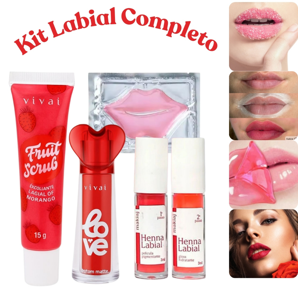 Kit Spa Labial Edição Limitada Esfoliante Batom e Mascara Labial Tratamento completo para os lábios
