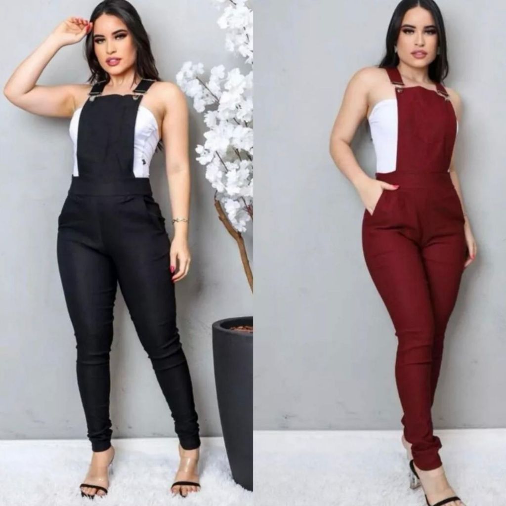 Kit 2 Macacão Jardineira Bengaline Feminin0 Suspensorio Roupa Promoção