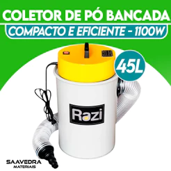Coletor De Pó Máquina Bancada 1100w 45 L Rz-c100 Razi 127v/ 220v