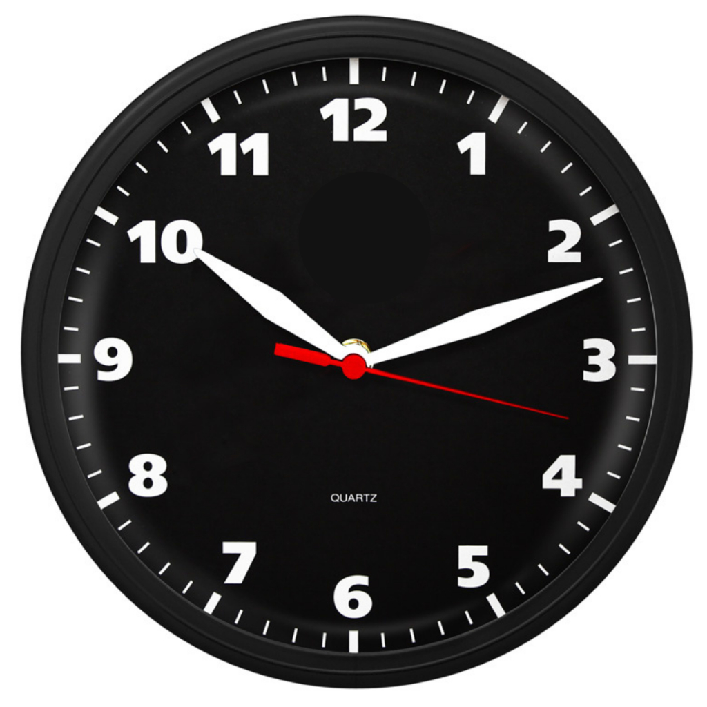 Relógio de Parede Redondo Preto Preto Clássico para Decoração de Sala Cozinha Escritório Mecanismo Quartz Tic Tac 24 Cm em Oferta na Shopee