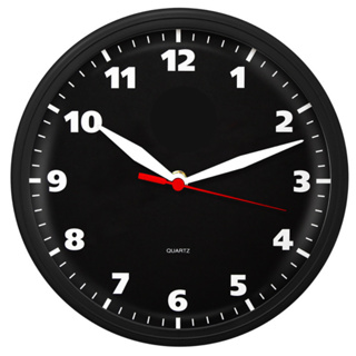 Relógio de Parede Redondo Preto Preto Clássico para Decoração de Sala Cozinha Escritório Mecanismo Quartz Tic Tac 24 Cm em Oferta na Shopee