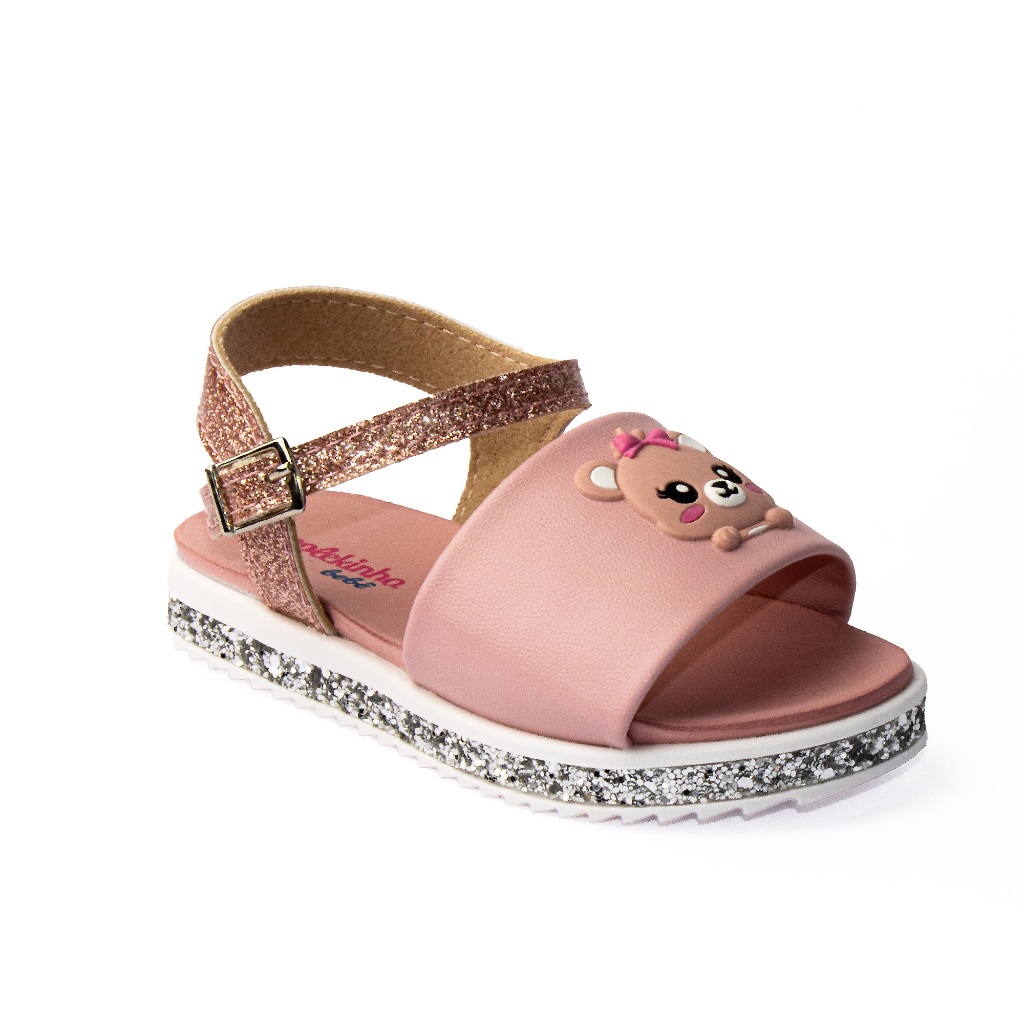 Sandália Molekinha Infantil Menina Ursinho Brilho 2724-116 Rosa em Oferta na Shopee