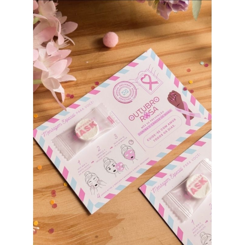Kit 50 / 100 Cartão Personalizado Outubro Rosa • Brinde para Mulher / Spa e Bem-Estar