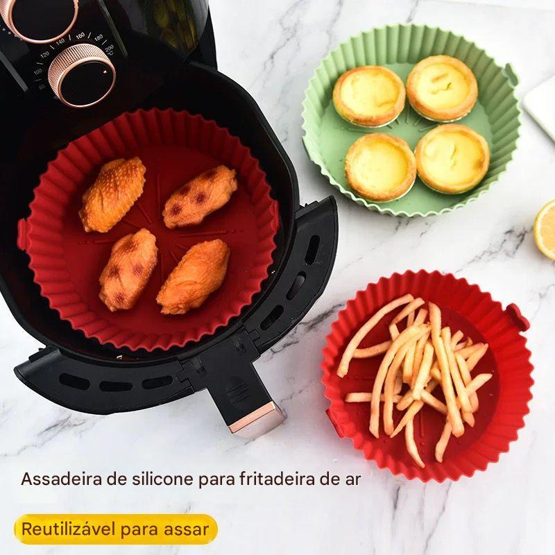 Forma De Silicone Air Fryer, Grill e Micro - Fritadeira Assadeira Reutilizável Antiaderente Flexível