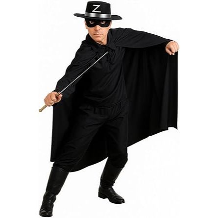 Kit Fantasia Zorro Masculina Ou Feminina Com Capa E Máscara