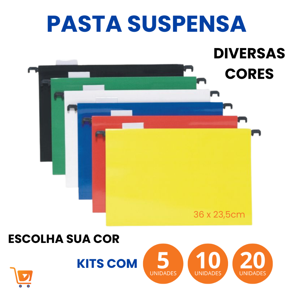 Kit C/ 5 - 10 ou 20 Pastas Suspensas Escritório Organização Documentos