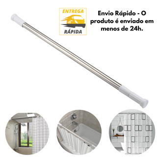 Vera Varão Extensível Ajustável para Cortina Box Banheiro Inox Resistente Não Quebra 70x120cm