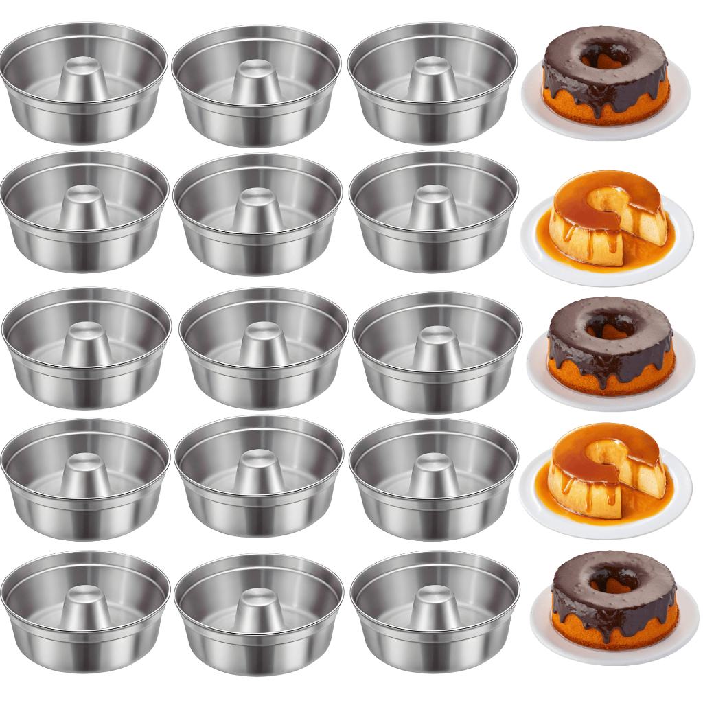 Kit 15 Formas N 20 Bolo Pudim padaria redonda com furo