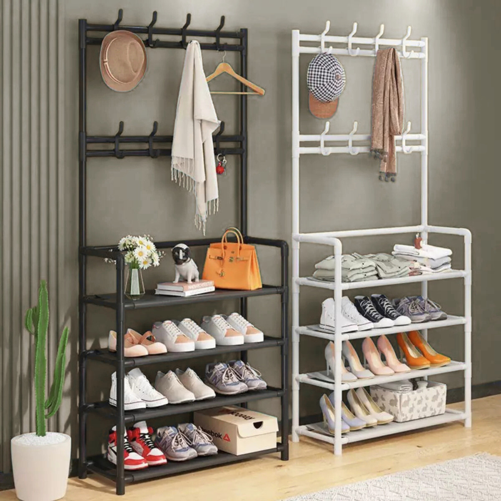 Sapateira Organizadora Prateleira Multiuso Vertical Parede Cabide Cabideiro Arara Roupas 5 Andares