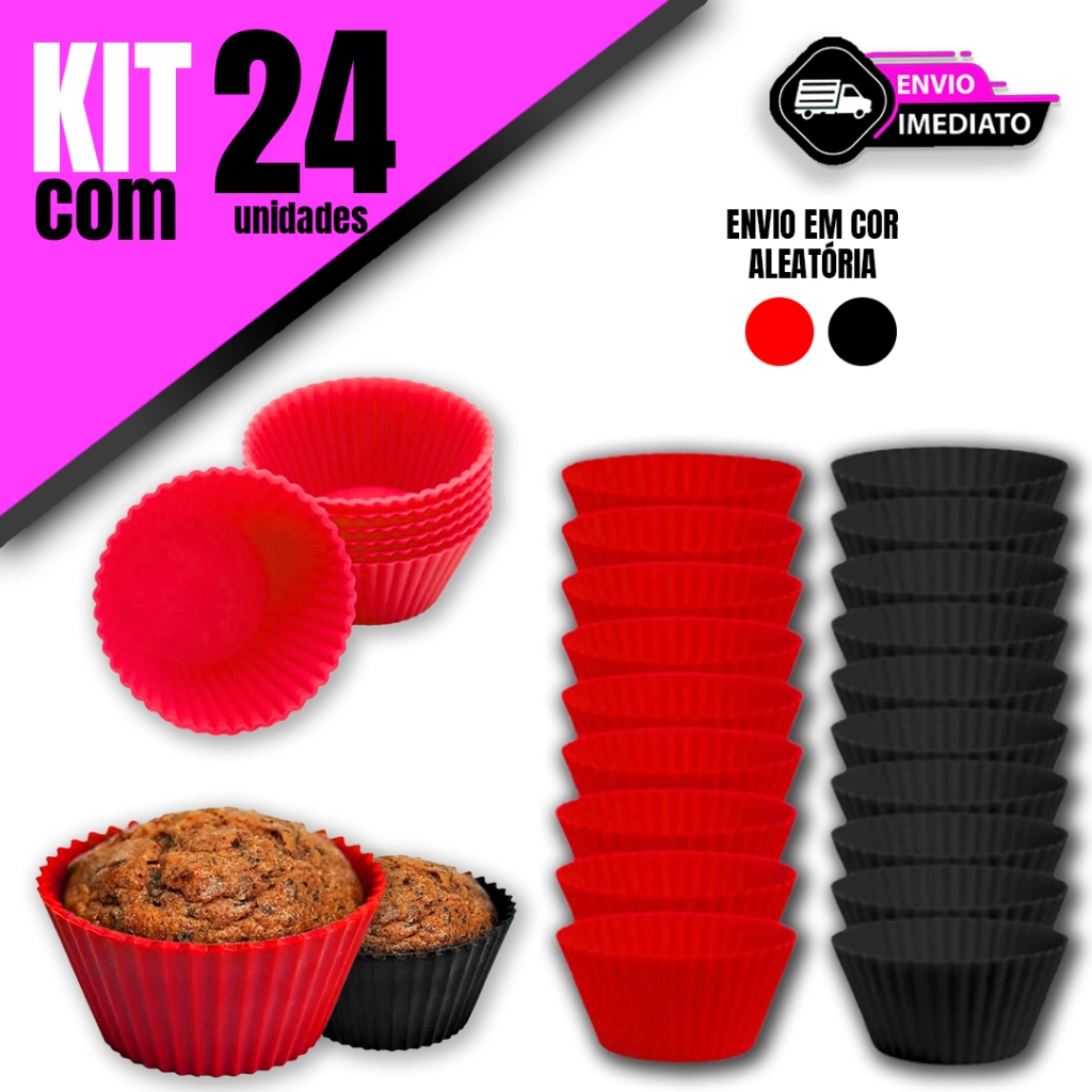 Kit 24 Formas de Silicone Flexível Antiaderente – Perfeito para Bolos, Tortas, Pudins e Doces Criativos em Oferta na Shopee