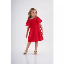 Vestido Infantil em Laise e Meia Malha Festas Bebê Menina Vermelho Premium Festas Ano novo
