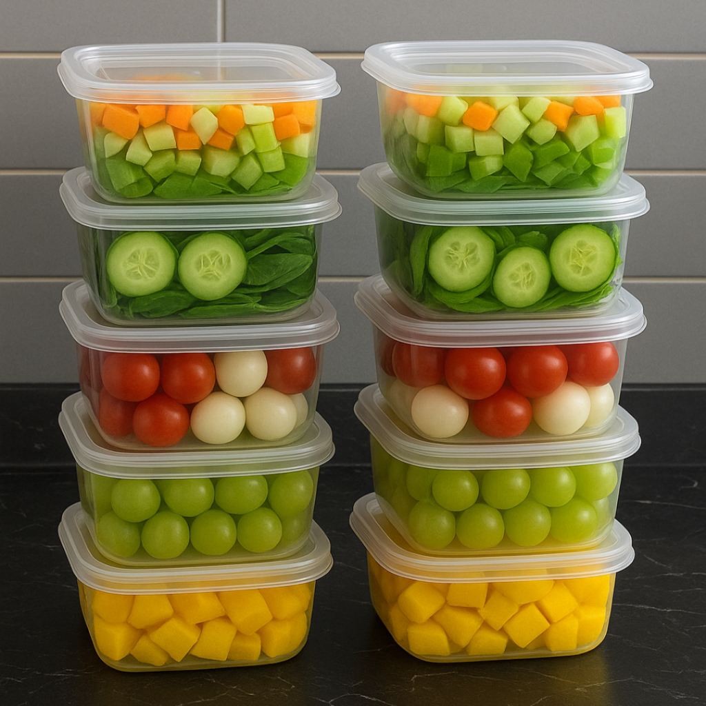 Kit Potes Marmita Fitness 350ml Livre de BPA Freezer E Micro-ondas Retangular Alimentos Frutas