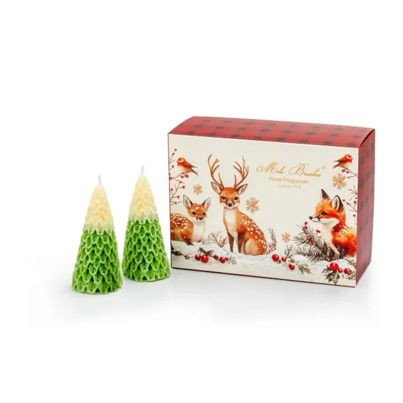 kit Velas Aromáticas Natal - Pinheiro Fechado e Aberto- 100gr Mels Brushes.