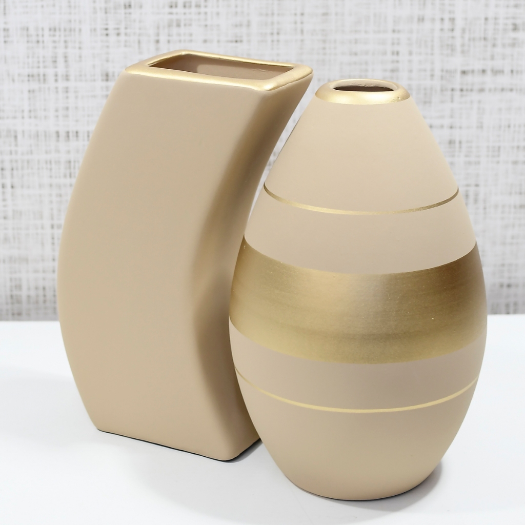 Jogo de cerâmica vaso completo para decoração casa sala rack conjunto centro mesa 2 peças decorativa