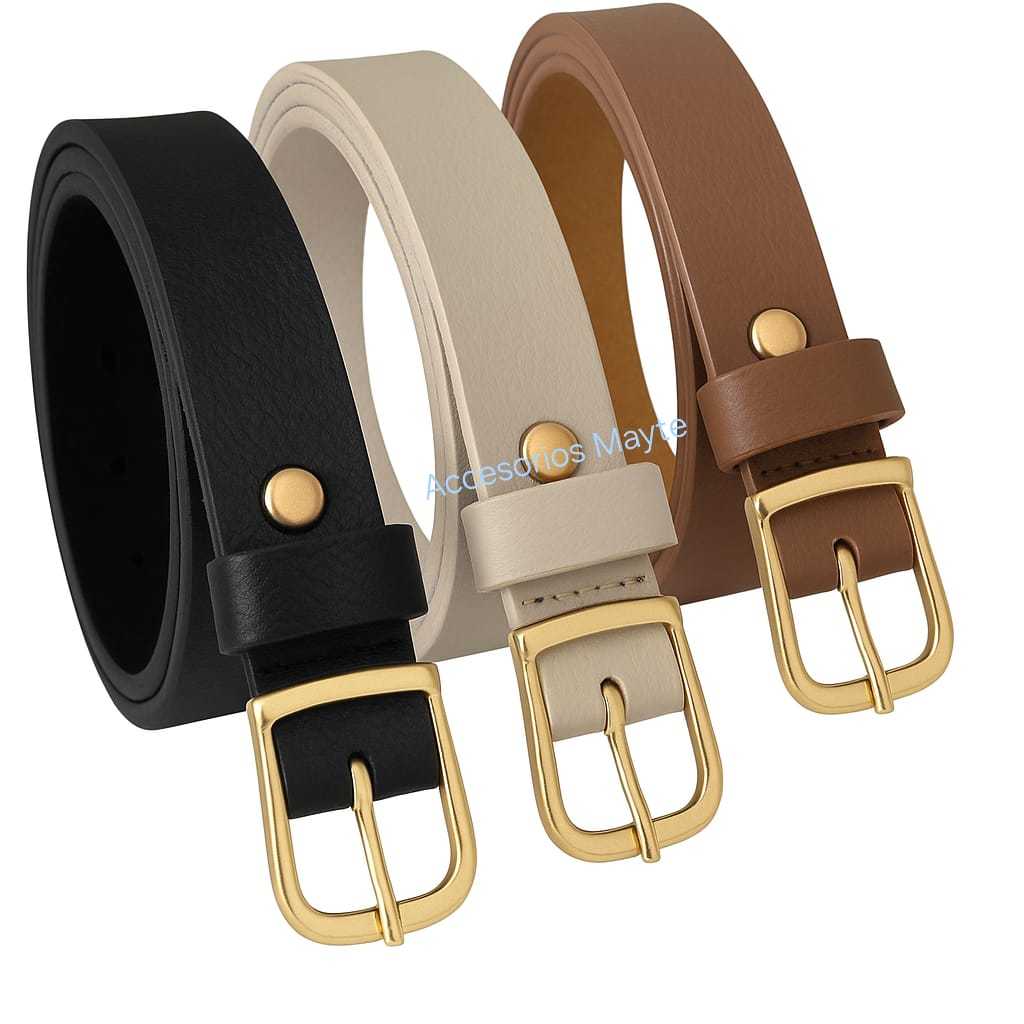Kits de 3 cintos feminino com fivela dourado com 2cm de largura em Oferta na Shopee