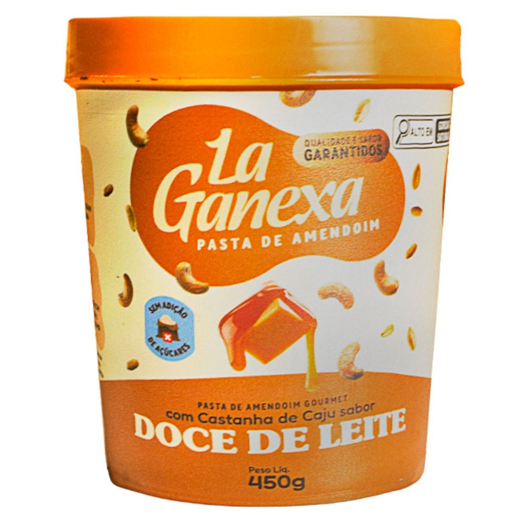 Pasta De Amendoim Integral 450g Doce De Leite C/ Castanha De Caju - La Ganexa