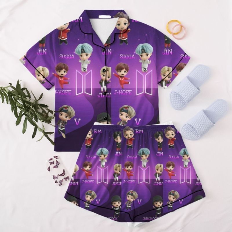pijama americano adulto e infantil personalizamos short ateez bts DORAMAS bts21 roupa para dormir juvenil em Oferta na Shopee