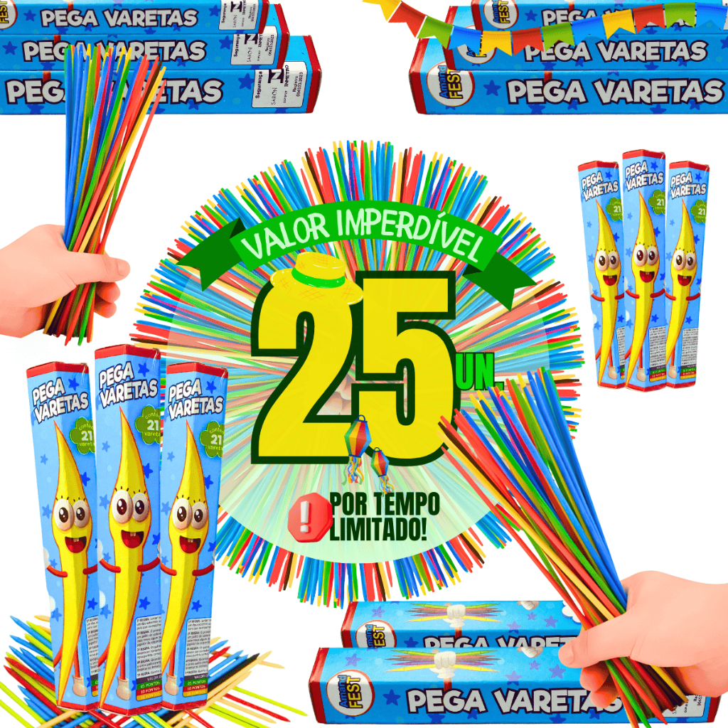 Kit 25 Jogo Pega Vareta Festa Brinde Presente Prenda Lembrancinha Criança Aniversário 