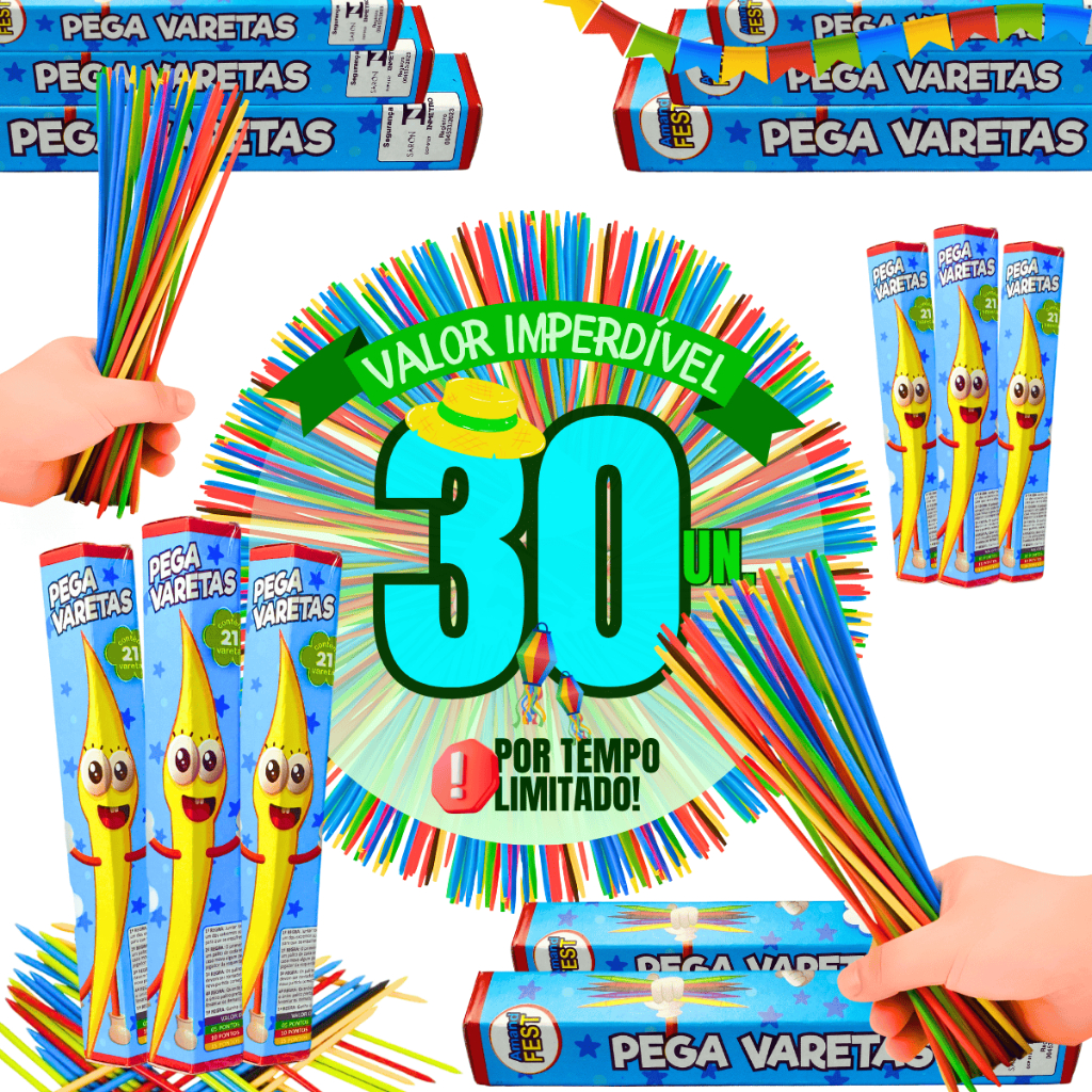 Kit 30 Jogo Pega Vareta Festa Brinde Presente Prenda Lembrancinha Criança Aniversário 