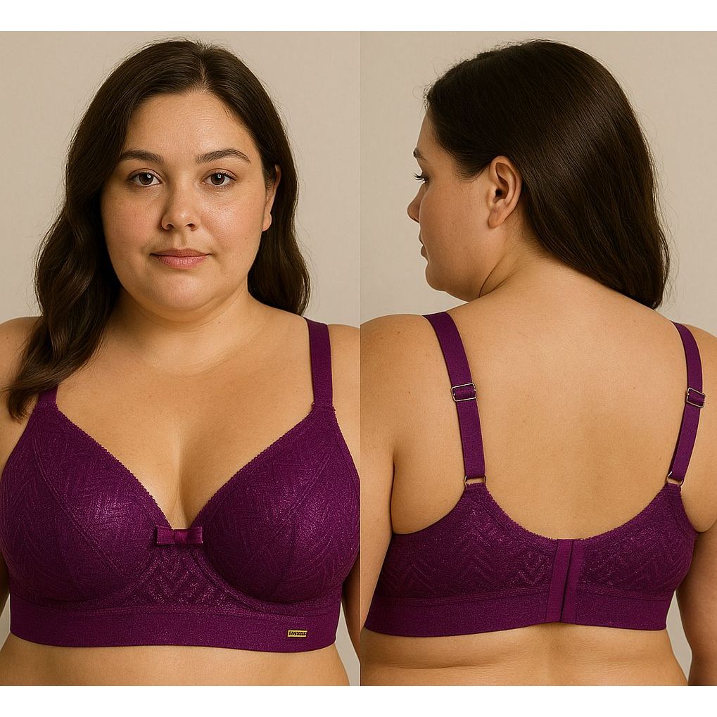 Kit 2 Sutiãs Plus Size Renda com Bojo Soft Reforçado e Colchete de Body Conforto & Sustentação