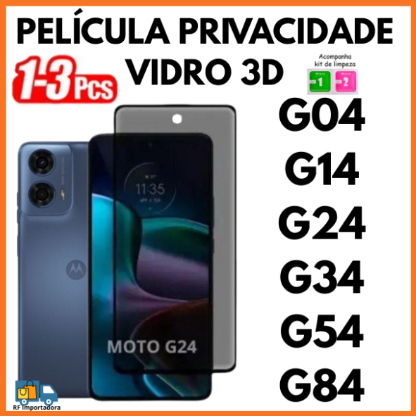 Película Privacidade 3D Temperado Anti Spy Para Moto G04 G14 G24 G34 G54 G84 em Oferta na Shopee