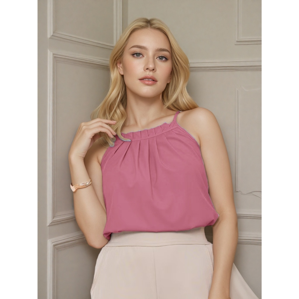 Blusa Feminina Regata Alças Reguláveis Gola Drapeada Tecido macio e confortável em Oferta na Shopee