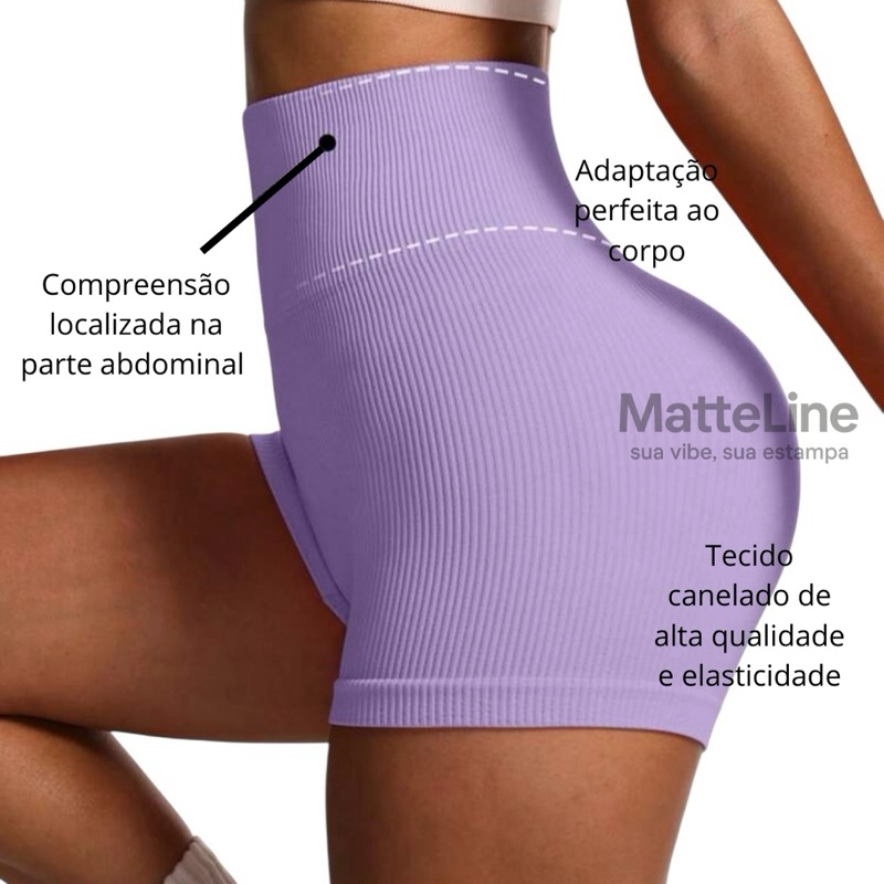Short Feminino Legging Fitness Academia Canelado Zero Transparência Confortável Gym