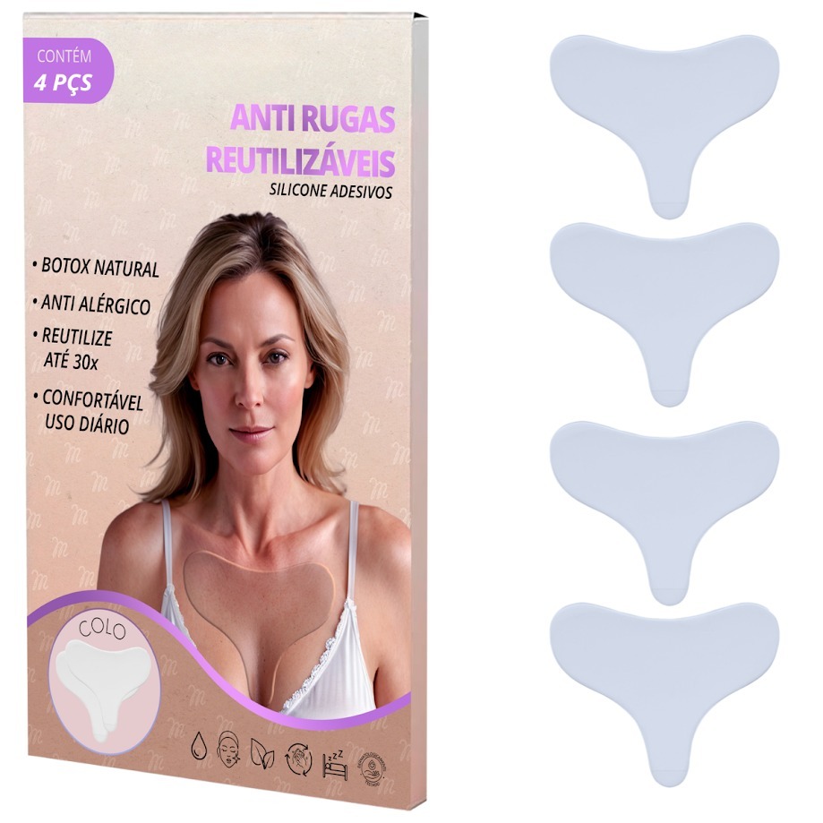 Kit com 4 Silicone Peito Adesivo Anti Rugas Adesivo de Silicone Anti Rugas Colo Placa de Silicone para Colo Skin Care em Oferta na Shopee