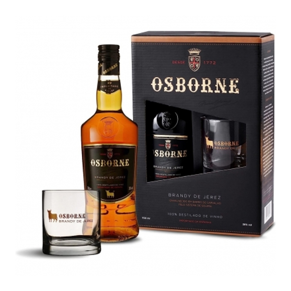 KIT CONHAQUE OSBORNE B. J. 700ML COM COPO em Oferta na Shopee