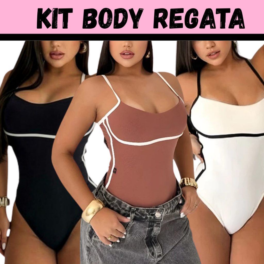 Kit Body Maiô Alças Cavado Feminino Com Bojo Body Alcinha Novidade Blusinha lançamento