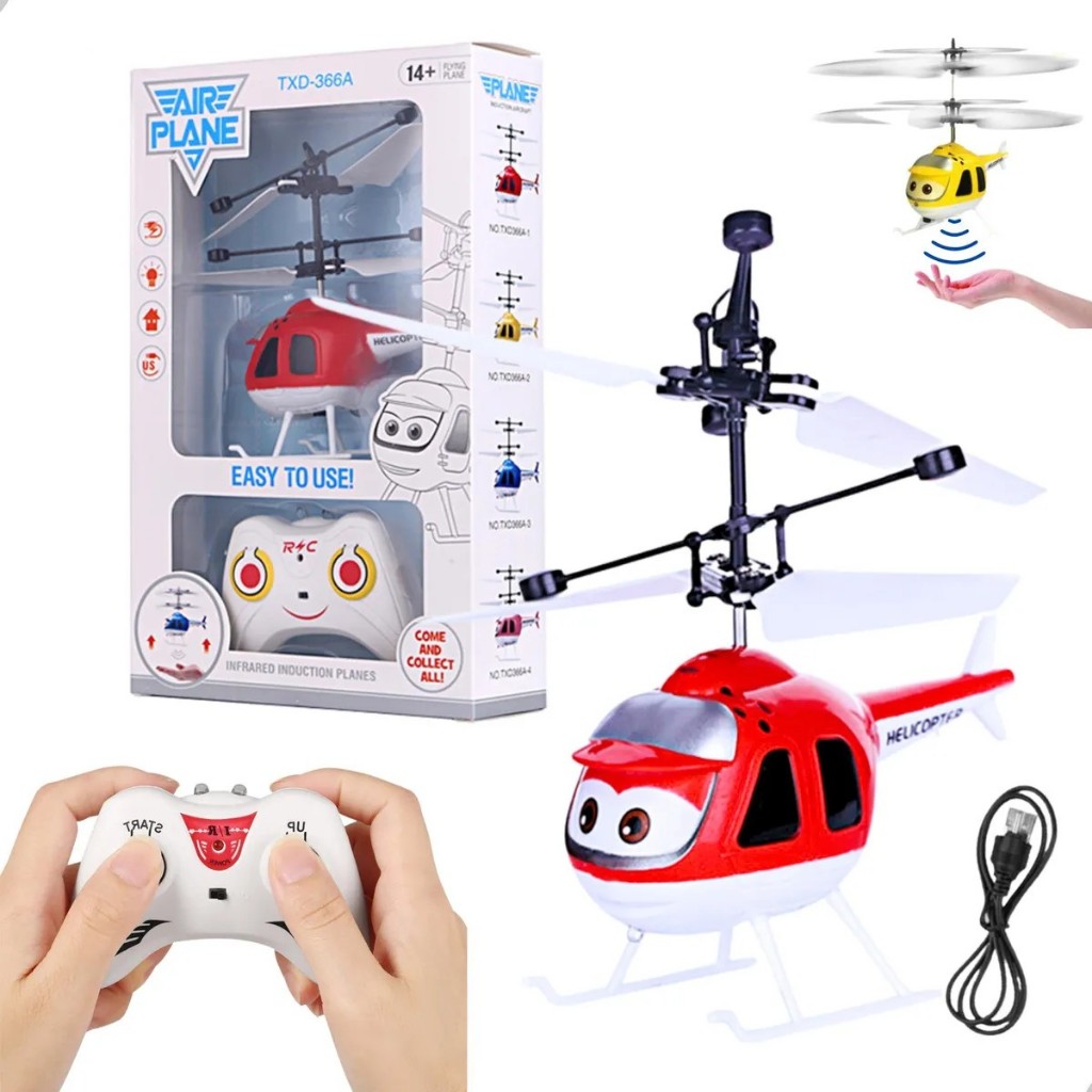 Helicóptero Com Controle Remoto e Sensor de Mão USB Recarregável