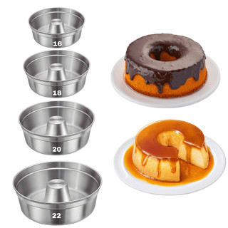 Kit 4 Forma Para Pudim padaria Bolo Confeitaria Redonda de Aluminio Numero 16-18-20-22