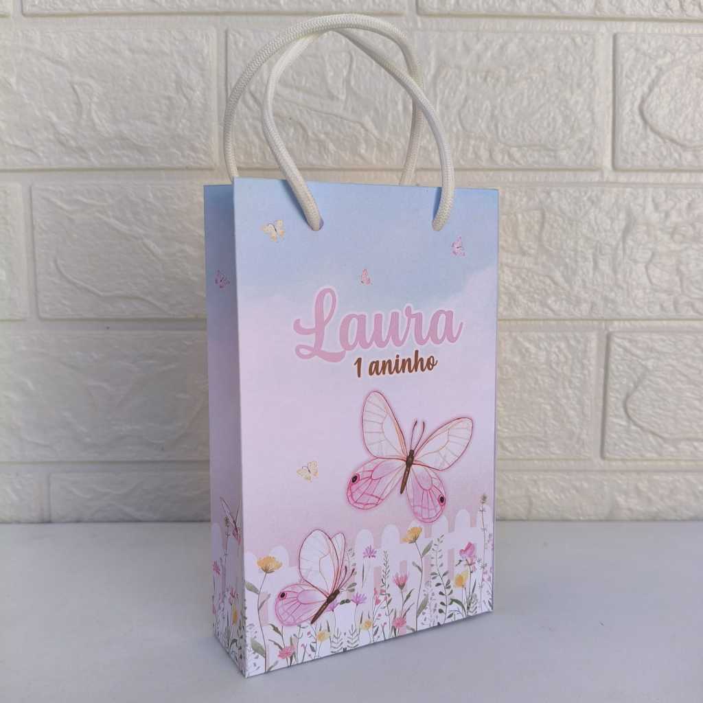 Sacolinha Tema Jardim Encantado Borboleta Sacolinha Surpresa Lembrancinha para Aniversário