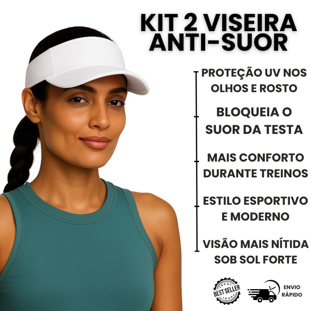 Kit 2 Viseiras Lisas Dry Fit Esportiva com Proteção Solar UV em Oferta na Shopee