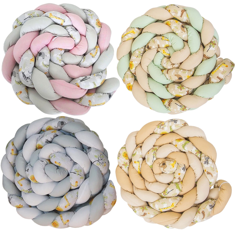 Protetor para Berço e Cama Montessoriana Trança Aconchego Safari 4m