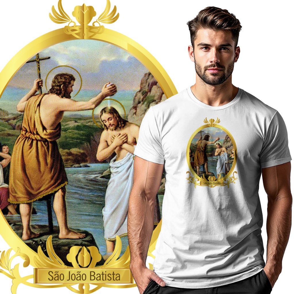 Camiseta blusa São João Batista Batismo de Jesus 25
