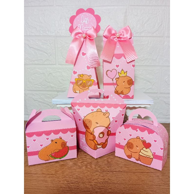 Kit Caixinhas Personalizadas Tema CAPIVARA ( Pegue e Monte)/ Lembrancinhas Personalizadas para festas, aniversários.