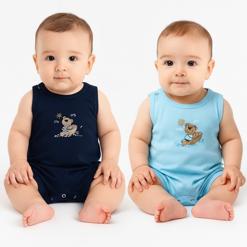 Kit 2 Macacão Infantil Bebê Menino Básico Super Macio e Leve Lançamento em Oferta na Shopee