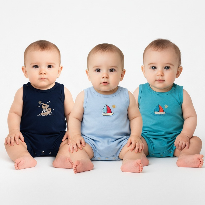 Kit 3 Macacão Infantil Bebê Menino Básico Super Macio e Leve Lançamento
