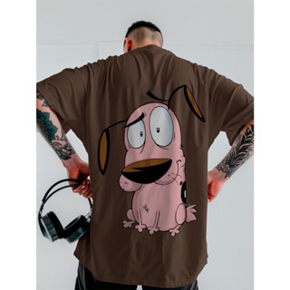 Camiseta Camisa Cão Coragem Streetwear Oversized Premiun Unissex ref -3721 Dtf em Oferta na Shopee