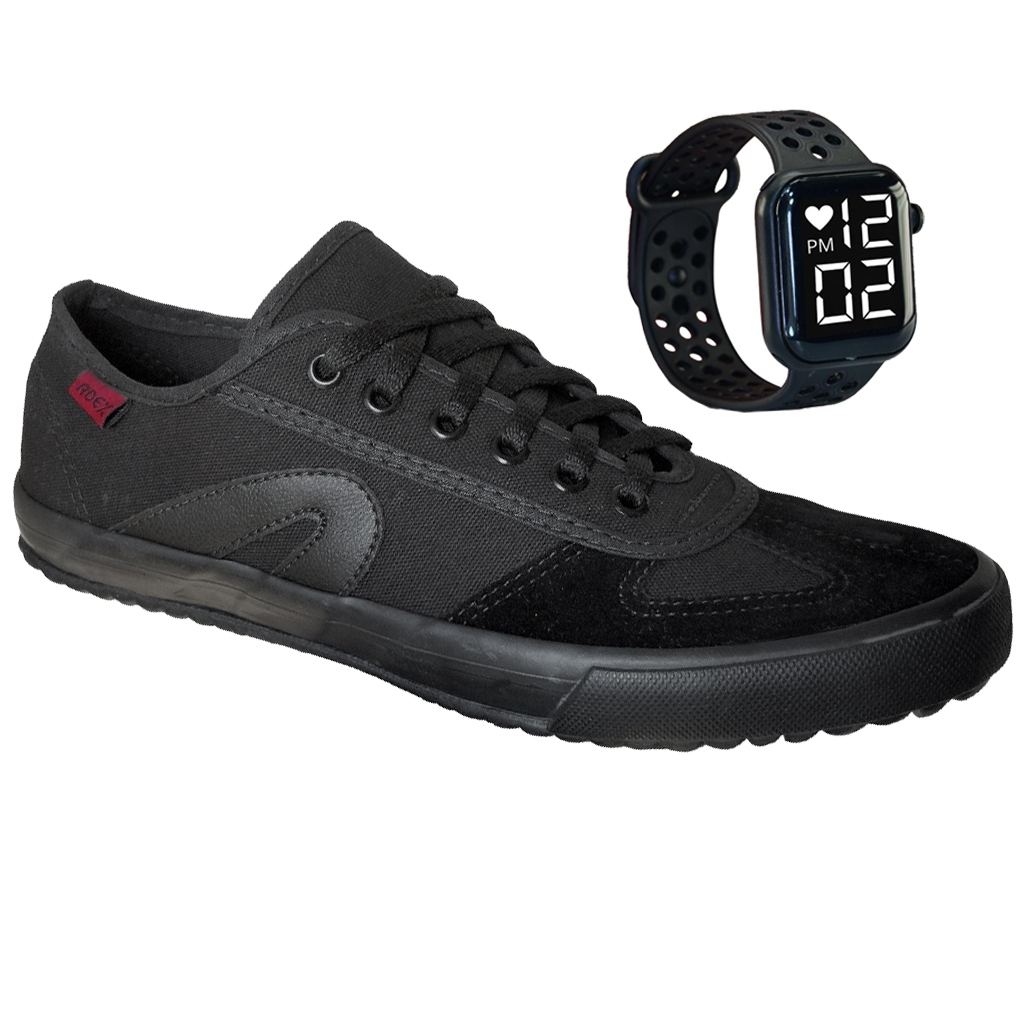 Kit Tênis Adex ORIGINAL Vulcanizado de Futsal Casual Adulto Sola Ante Derrapante + Relógio