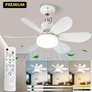 Ventilador de Teto 80W com LED Controle Remoto 6 Pás Bivolt Silencioso Moderno